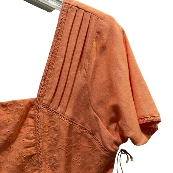 Midnight Sky Viscose-Linen Blend Embroidered Cottagecore Blouse Size Medium NWT - Picture 3 of 10